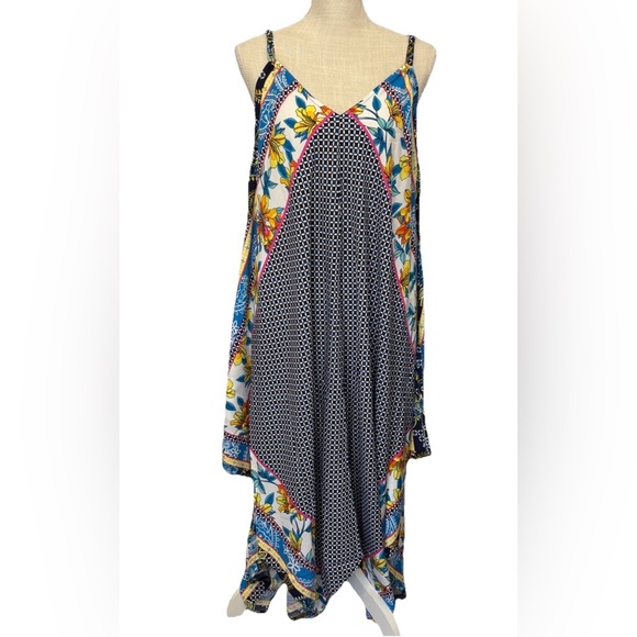 Tommy Bahama Dresses & Skirts - Tommy Bahama Sz L/XL Sun Lilies Bandana Scarf Slip Dress Midi Resort Wear Blue